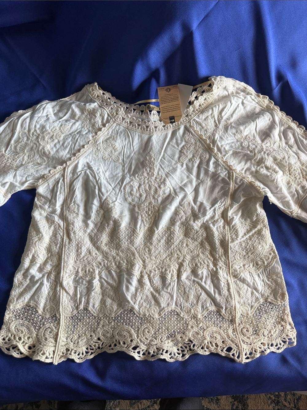 Democracy Cream Crochet-Trim Boho Blouse - Picture 6 of 6